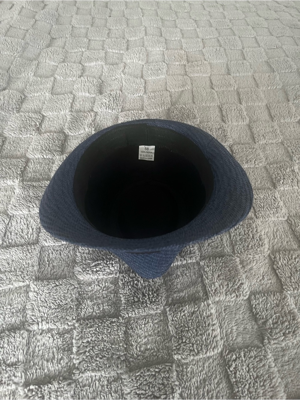 Navy Straw Fedora with Black Band - Picture 3 of 3